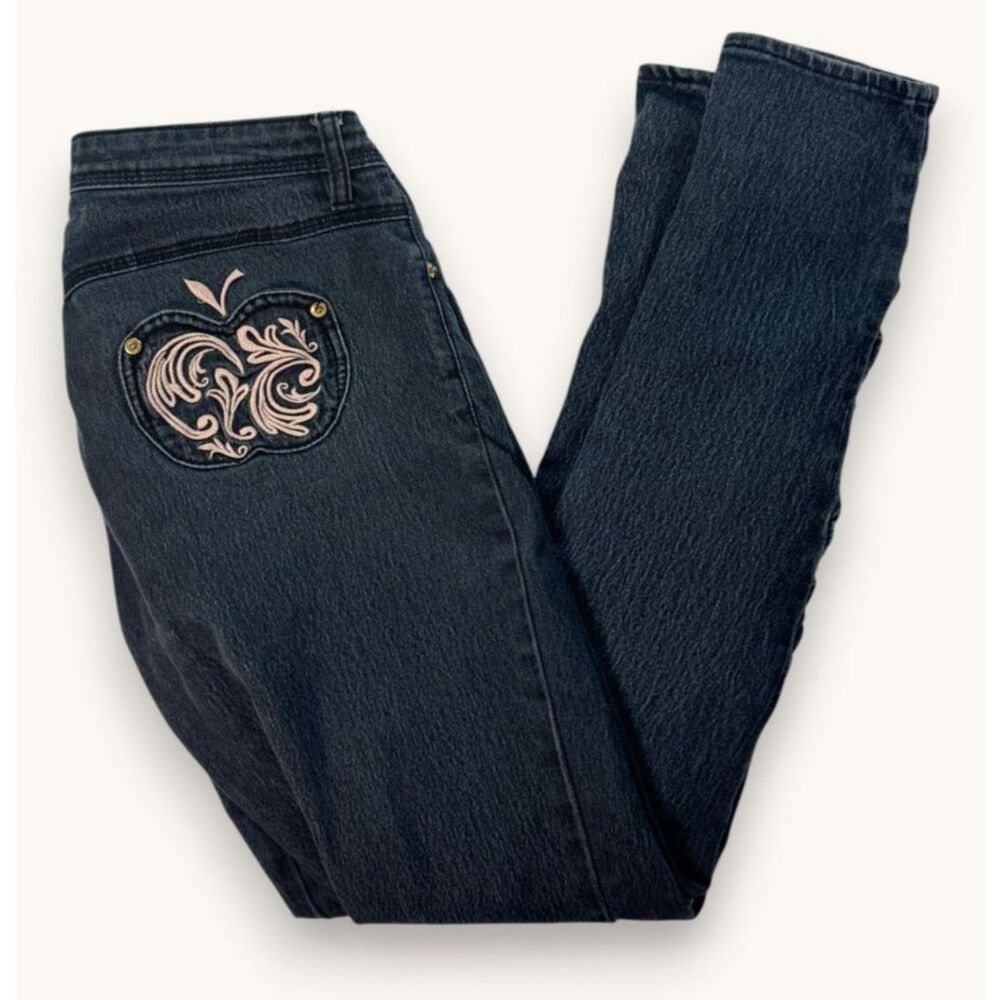 Y2K | Apple Bottoms Jeans | Ruched Legs | Apple Embroidered Pockets | Sz 11/12